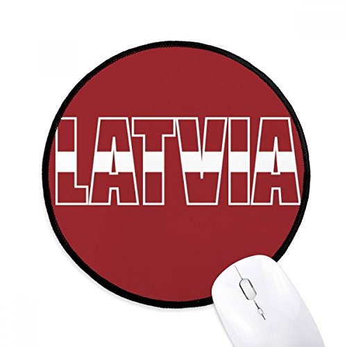 beatChong Lettland Country Flag-Name Runde Griffige Mousepads Schwarz genähte Kanten Spiel Büro-Geschenk von beatChong