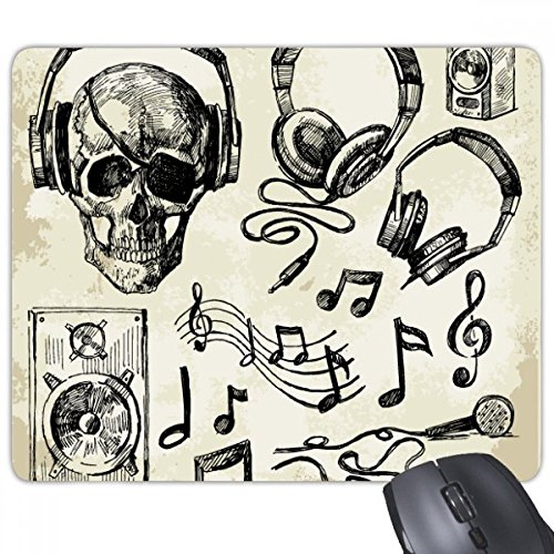 beatChong Schädel-Kopfhörer-Musik-Instrument-Muster Anti-Rutsch-Gummi Mousepad Spiel Büro Mauspad Geschenk von beatChong