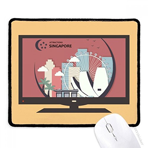 beatChong Singapur-Flagge Orte in Mond-Form-Computer Mouse Pad Anti-Rutsch-Gummi Mousepad Spiel Büro von beatChong