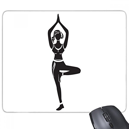 beatChong Yoga-Mädchen einem Bein Stehen Halten Gesunder Sport Silhouette Rectangle Griffige Gummi Mousepad Spiel Mauspad Geschenk von beatChong