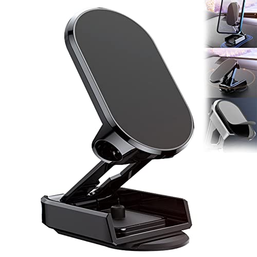 2023 New Alloy Folding Magnetic 360° Car Phone Holder, Foldable Car Phone Mount, Dashboard Folding Bracket Universal, Navigation Holder Stand For Car (Black) von behound