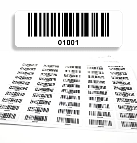 Barcodeetiketten 1001-2000 fortlaufend 5-stellig DGUV Prüfung Barcode Etiketten 1.000 Stck Strichcode Elektrotechnik Code128 selbstklebend 50x17mm (01001-02000) von beihaasnatuerlich