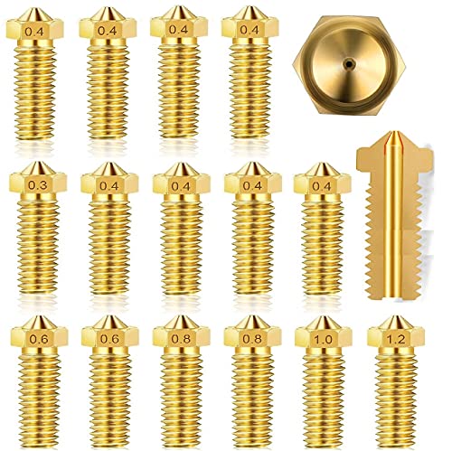 beihuazi® Volcano Nozzle V6 Volcano Düsen 0.3mm 0,4 mm 0,6 mm 0,8 mm 1,0 mm 1,2 mm für 1.75 Filament 3D Drucker z. B. orginal Artillery Genius/Sindwinder X1 für Volcano Hotend von beihuazi