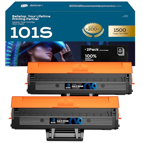 Belietop MLT-D101S Toner Kompatible für Samsung D101S MLT-D101S Schwarz Toner für ML-2160 ML-2165 ML-2165W ML-2168 SCX-3405W SCX-3405F SCX-3405 SCX-3405FW SCX-3400 SF760P SF760(2-Pack) von belietop