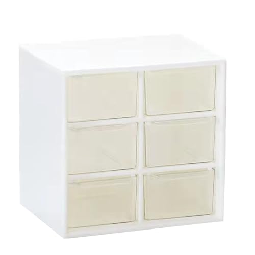 belupai Desktop-Aufbewahrungsbehälter mit 6 Schubladen, Weißer Rahmen, Behälter mit Schublade, Kosmetik-Aufbewahrungsbox, Kleiner Kunststoff-Organizer für Make-up, Büro, Bastelzubehör, Kunstbedarf von belupai