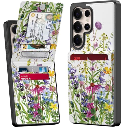 Bemal Schutzhülle für Samsung Galaxy S25 Ultra mit Kartenhalter, modisch bedruckt, RFID-Blockierung, PU-Leder, Ständer, Magnetverschluss, stoßfeste Handyhülle für Damen und Herren, blühendes Bemal Schutzhülle für Samsung Galaxy S25 Ultra mit Kartenhalter, modisch bedruckt, RFID-Blockierung, PU-Leder, Ständer, Magnetverschluss, stoßfeste Handyhülle für Damen und Herren, blühendes von bemal