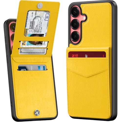 bemal Schutzhülle für Samsung Galaxy S25, integrierter Kartenhalter, RFID-Blockierung, PU-Leder, Ständer, Magnetverschluss, langlebig, stoßfest, für Damen und Herren, Gelb bemal Schutzhülle für Samsung Galaxy S25, integrierter Kartenhalter, RFID-Blockierung, PU-Leder, Ständer, Magnetverschluss, langlebig, stoßfest, für Damen und Herren, Gelb von bemal