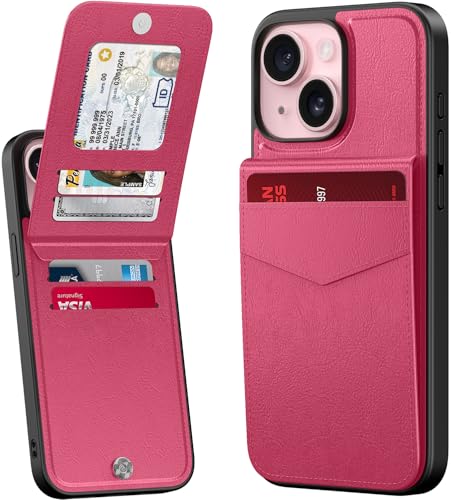 bemal Schutzhülle für iPhone 14, integrierter Kartenhalter, RFID-Blockierung, PU-Leder, Ständer, Magnetverschluss, langlebig, stoßfest, für Damen und Herren, Hot Pink bemal Schutzhülle für iPhone 14, integrierter Kartenhalter, RFID-Blockierung, PU-Leder, Ständer, Magnetverschluss, langlebig, stoßfest, für Damen und Herren, Hot Pink von bemal