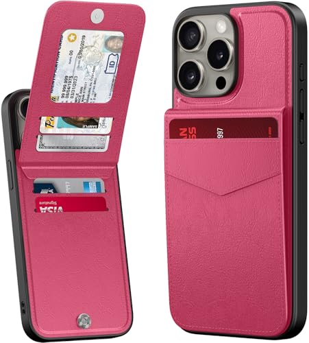 bemal Schutzhülle für iPhone 15 Pro, integrierter Kartenhalter, RFID-Blockierung, PU-Leder, Ständer, Magnetverschluss, langlebig, stoßfest, für Damen und Herren, Hot Pink bemal Schutzhülle für iPhone 15 Pro, integrierter Kartenhalter, RFID-Blockierung, PU-Leder, Ständer, Magnetverschluss, langlebig, stoßfest, für Damen und Herren, Hot Pink von bemal