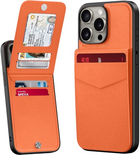 bemal Schutzhülle für iPhone 15 Pro, integrierter Kartenhalter, RFID-Blockierung, PU-Leder, Ständer, Magnetverschluss, langlebig, stoßfest, für Damen und Herren, Orange bemal Schutzhülle für iPhone 15 Pro, integrierter Kartenhalter, RFID-Blockierung, PU-Leder, Ständer, Magnetverschluss, langlebig, stoßfest, für Damen und Herren, Orange von bemal