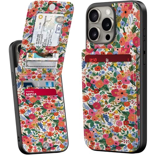 bemal Schutzhülle für iPhone 15 Pro, integrierter Kartenhalter, modisch bedruckt, RFID-Blockierung, PU-Leder, Ständer, Magnetverschluss, stoßfeste Handyhülle für Damen und Herren, Blumengarten bemal Schutzhülle für iPhone 15 Pro, integrierter Kartenhalter, modisch bedruckt, RFID-Blockierung, PU-Leder, Ständer, Magnetverschluss, stoßfeste Handyhülle für Damen und Herren, Blumengarten von bemal