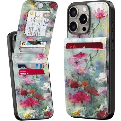 bemal Schutzhülle für iPhone 15 Pro, integrierter Kartenhalter, modisch bedruckt, RFID-Blockierung, PU-Leder, Ständer, Magnetverschluss, stoßfeste Handyhülle für Damen und Herren, Designer-Blumen bemal Schutzhülle für iPhone 15 Pro, integrierter Kartenhalter, modisch bedruckt, RFID-Blockierung, PU-Leder, Ständer, Magnetverschluss, stoßfeste Handyhülle für Damen und Herren, Designer-Blumen von bemal