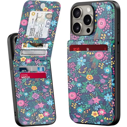 bemal Schutzhülle für iPhone 15 Pro, integrierter Kartenhalter, modisch bedruckt, RFID-Blockierung, PU-Leder, Ständer, Magnetverschluss, stoßfeste Handyhülle für Damen und Herren, niedliche blühende bemal Schutzhülle für iPhone 15 Pro, integrierter Kartenhalter, modisch bedruckt, RFID-Blockierung, PU-Leder, Ständer, Magnetverschluss, stoßfeste Handyhülle für Damen und Herren, niedliche blühende von bemal