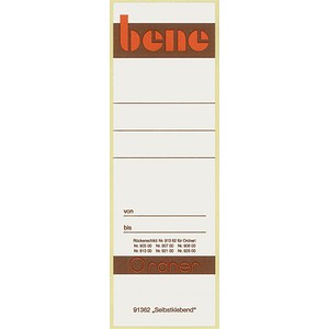 10 bene Ordneretiketten weiß für 8,0 cm Rückenbreite 10 bene Ordneretiketten weiß für 8,0 cm Rückenbreite von bene