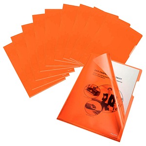 100 bene Sichthüllen DIN A4 orange glatt 0,15 mm von bene