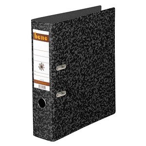bene Hartpappe Ordner schwarz marmoriert Karton 8,0 cm DIN A4 von bene