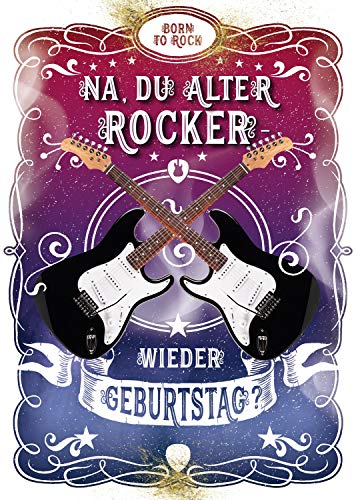 bentino Geburtstagskarte XL mit Gitarre zum SELBER SPIELEN, spiele auf der Gitarre den Song Smoke on the Water, DIN A4 Set mit Umschlag, hochwertige Glückwunschkarte von bentino