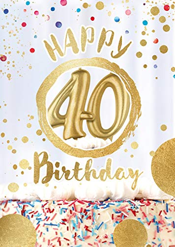 bentino Geburtstagskarte XL mit leuchtenden KERZEN zum AUSPUSTEN, Spielt den Song Happy, DIN A4 Set mit Umschlag, Glückwunschkarte zum 40. Geburtstag, Grußkarte Great Cards von bentino
