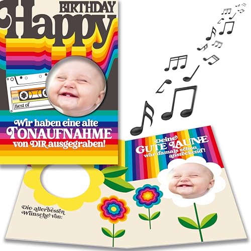bentino MUSIK Geburtstagskarte Babyzahn mit LICHTEFFEKT, lustige Glückwunschkarte zum Geburtstag für Jungs und Mädels mit Humor von bentino
