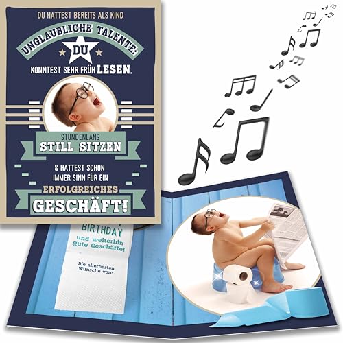 bentino MUSIK Geburtstagskarte Gute Geschäfte mit LICHTEFFEKT, lustige Glückwunschkarte zum Geburtstag für Jungs und Männer mit Sinn für gute Geschäfte… von bentino