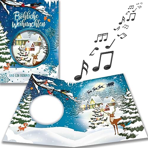 bentino MUSIK-Weihnachtskarte Leise rieselt der Schnee mit stimmungsvollem LICHTEFFEKT für Familie, Freunde und Kunden von bentino