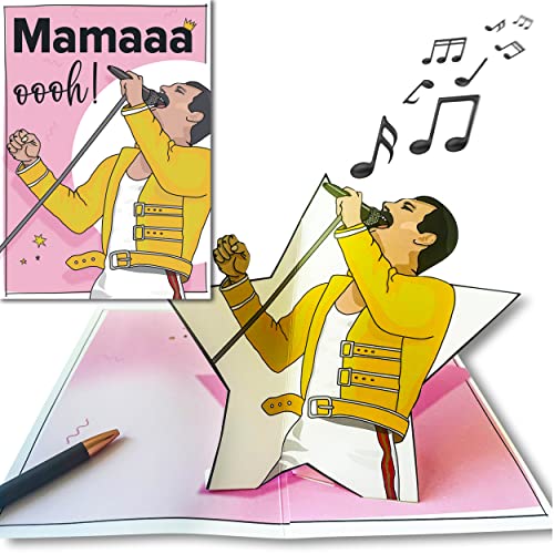 bentino PopUp Geburtstagskarte Mama mit MUSIK-Effekt, spielt den Song Bohemian Rhapsody (Coverversion), Din A5 Set mit Umschlag, stimmungsvolle Glückwunschkarte für die Mutter von bentino