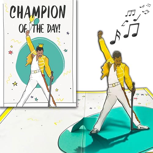 bentino PopUp Grußkarte mit MUSIK Champion, Glückwunschkarte spielt We are the Champions (Coverversion), lustige Musikkarte von bentino