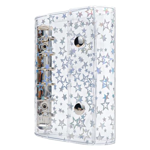berjalan A7 Budget-Ordnerhülle, Transparentes PVC, 6-Ring-Ordner, Glitzerstern, Nachfüllbare Notizbuchhülle, Schutz mit 2 Druckknöpfen berjalan A7 Budget-Ordnerhülle, Transparentes PVC, 6-Ring-Ordner, Glitzerstern, Nachfüllbare Notizbuchhülle, Schutz mit 2 Druckknöpfen von berjalan