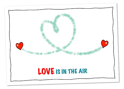 Romantische Postkarte Love is in the air - große, süße Karte für alle Verliebten, Liebespaare, Paare, Liierte, Verheiratete, Anbandler und Turteltauben (DIN A5) von bernsteinfee-CARDS
