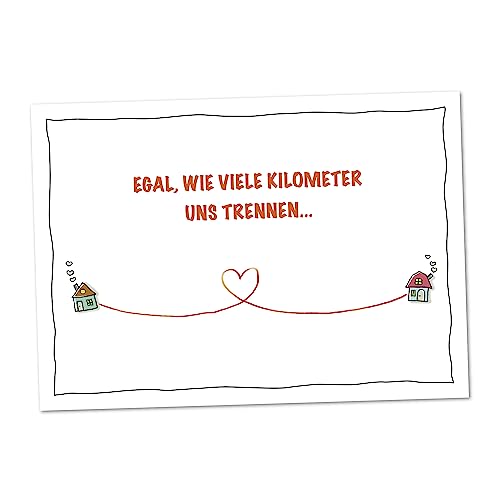 XL POSTKARTE Egal wie viele Kilometer uns trennen - Karte Fernbeziehung, kleiner Liebesbeweis, Karte voller Liebe, tolle Postkarte für Paare, Freunde, Familie, Familienmitglieder (DIN A5) von bernsteinfee-CARDS