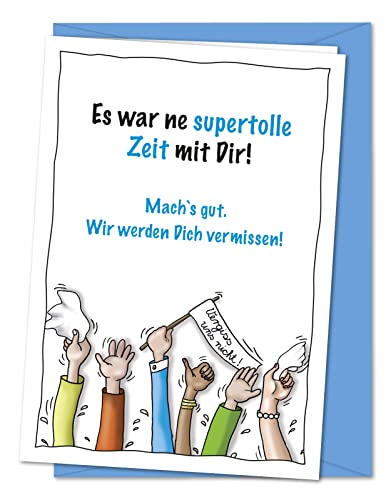 XXL Karte Supertolle Zeit - Karte zum Abschied Verabschiedung für Kollegen Freunde Nachbarn bei Rente Ruhestand Umzug Firmenwechsel Altersteilzeit Auslandsjahr - Grußkarte mit Umschlag (DIN A4) von bernsteinfee-CARDS