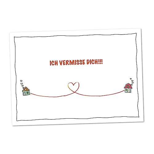 bernsteinfee-CARDS POSTKARTE Ich vermisse Dich - große Karte für Grüße voller Herz, Sehnsucht, Liebe an den Partner, die Partnerin, Mama, Papa, Oma, Opa, Kinder, Freunde - XL Postkarte (DIN A5) von bernsteinfee-CARDS