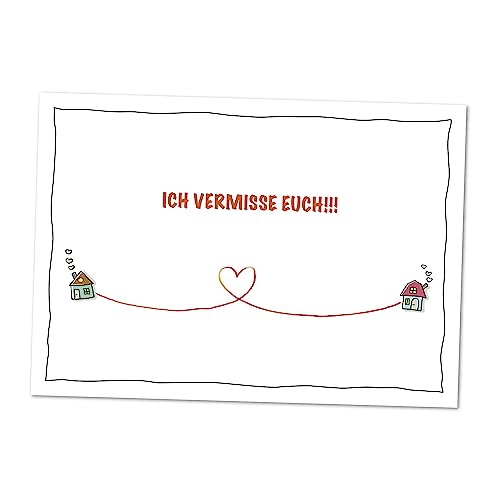 bernsteinfee-CARDS POSTKARTE Ich vermisse Euch - große Karte (DIN A5) für Grüße voller Herz, Sehnsucht und Liebe an die Liebsten, die Familie, Freunde und Kollegen - XL Postkarte (DIN A5) von bernsteinfee-CARDS