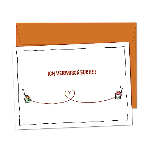 bernsteinfee-CARDS POSTKARTE Ich vermisse Euch - große Karte (DIN A5) für Grüße voller Herz, Sehnsucht und Liebe an die Liebsten, die Familie, Freunde und Kollegen - XL Postkarte mit Umschlag von bernsteinfee-CARDS