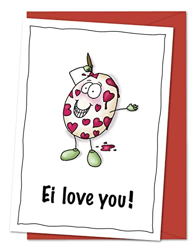 bernsteinfee-CARDS Postkarte Ei love you - XL Karte mit süßem Liebesbeweis zu Ostern, Liebeskarte, I love you, Postkarte für Verliebte, süße Überraschung zum Osterfest - inkl. Umschlag von bernsteinfee-CARDS