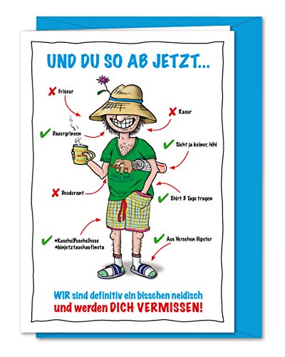 bernsteinfee-CARDS Sehr freche XXL Karte für Kollegen zur Rente, zum Ruhestand, Pensionierung, Altersteilzeit, Rentenkarte, Ruhestandskarte - Lustige Grußkarte inkl. Umschlag (DIN A4) von bernsteinfee-CARDS