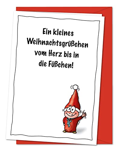 bernsteinfee-CARDS XL Weihnachtskarte mit niedlichem Mini-Weihnachtsmann, total süße Weihnachtsgrüße von ganzem Herzen - inkl. Umschlag (DIN A5) von bernsteinfee-CARDS