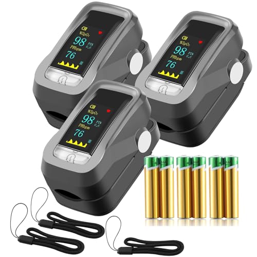 Bestyks Pulsoximeter, SauerstoffsäTtigung MessgeräT Finger, Pulsoximeter Fingeroximeter für Die Messung Des Pulses Und Der SauerstoffsäTtigung Am Finger (Schwarz, 3 Pack) von bestyks
