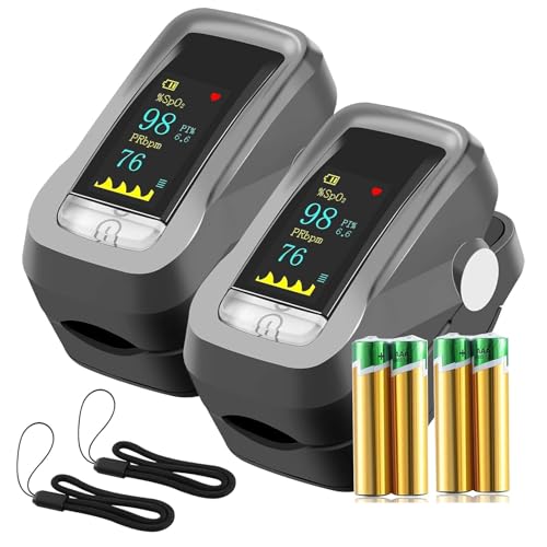 Bestyks Pulsoximeter, SauerstoffsäTtigung MessgeräT Finger, Pulsoximeter Fingeroximeter für Die Messung Des Pulses Und Der SauerstoffsäTtigung Am Finger (Spo2) (Schwarz, 2 Pack) von bestyks