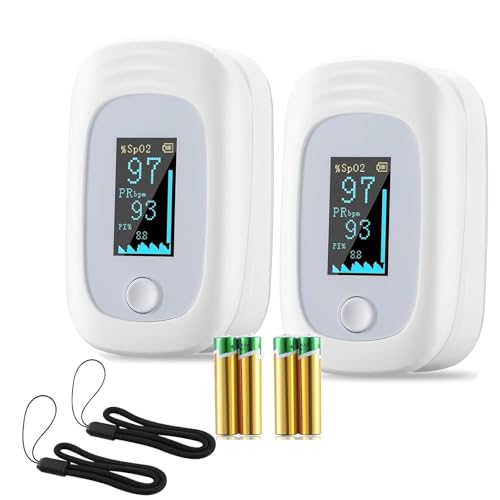 Bestyks Pulsoximeter, SauerstoffsäTtigung MessgeräT Finger, Pulsoximeter Fingeroximeter für Die Messung Des Pulses Und Der SauerstoffsäTtigung Am Finger (Spo2) (Weißes, 2 Pack) von bestyks