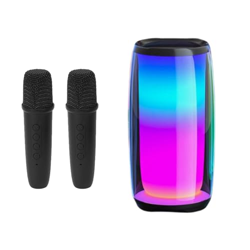 Karaoke Machine Tragbare Karaoke Maschine mit 2 Kabellose Mikrofone, Bluetooth Karaoke Anlage für Erwachsene & Kinder, LED Lichteffekte, Unterstützt TWS/Bluetooth/TF/AUX/USB für Party, Geburtstag von bestyks