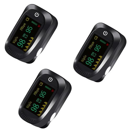 Pulsoximeter，Sauerstoffsättigung Messgerät Finger，Pulsmesser Oximeter für Kinder & Erwachsene，Messung der Sauerstoffsättigung (SpO2)， OLED-Display，Geeignet für den Heimgebrauch (Schwarz, 3 Pack) von bestyks