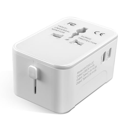 Universal Reiseadapter Weltweit Reisestecker mit 2 USB C & USB A Ports Steckdose Internationale Netzadapter Reise Stromadapter Stecker für EU DE USA AUS England Thailand Italien von bestyks