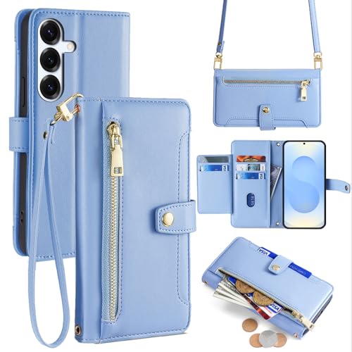 betterfon Hülle Kompatibel mit Samsung Galaxy S25 | Leder Handyhülle Praktische Handykette Kartenfächer Brieftasche Umhängetasche Kompatibel für Galaxy S25 | Hellblau betterfon Hülle Kompatibel mit Samsung Galaxy S25 | Leder Handyhülle Praktische Handykette Kartenfächer Brieftasche Umhängetasche Kompatibel für Galaxy S25 | Hellblau von betterfon