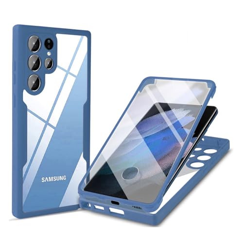 360 Grad Hülle Kompatibel mit Samsung Galaxy S22 Ultra | Handyhülle mit eingebautem Displayschutz für Galaxy S22 Ultra | Blau 360 Grad Hülle Kompatibel mit Samsung Galaxy S22 Ultra | Handyhülle mit eingebautem Displayschutz für Galaxy S22 Ultra | Blau von betterfon