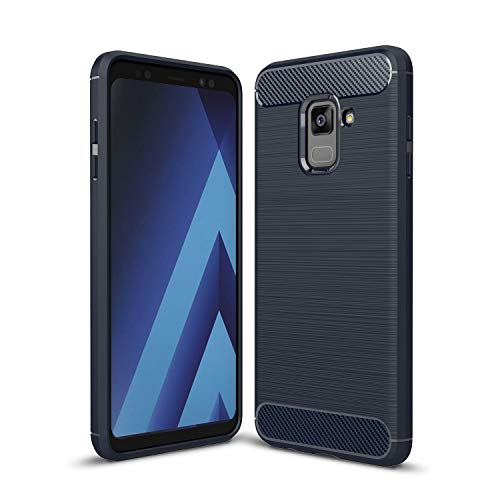 betterfon | Carbon TPU Silikon Handy Tasche Hybrid Case Schutz Hülle Panzer Cover Bumper für Samsung Galaxy A8+ (2018) Blau von betterfon