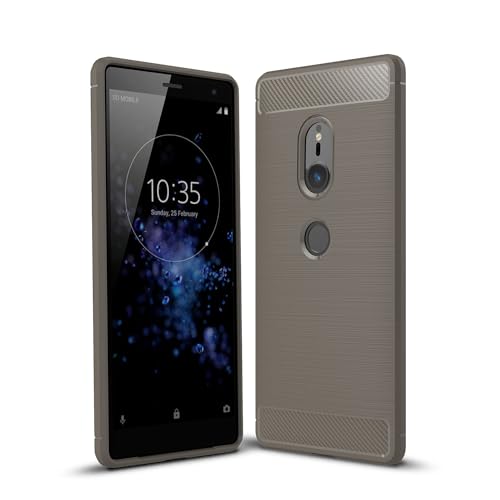 betterfon | Carbon TPU Silikon Handy Tasche Hybrid Case Schutz Hülle Panzer Cover Bumper für Sony Xperia XZ2 Grau von betterfon