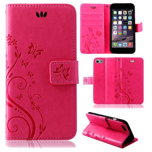 betterfon | Flower Case Handytasche Schutzhülle Blumen Klapptasche Handyhülle Handy Schale für Apple iPhone 8 Pink von betterfon