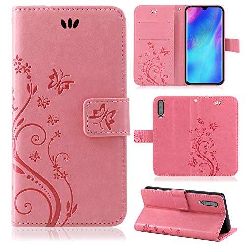 betterfon | Flower Case Handytasche Schutzhülle Blumen Klapptasche Handyhülle Handy Schale für Huawei P30 Pro Rosa von betterfon