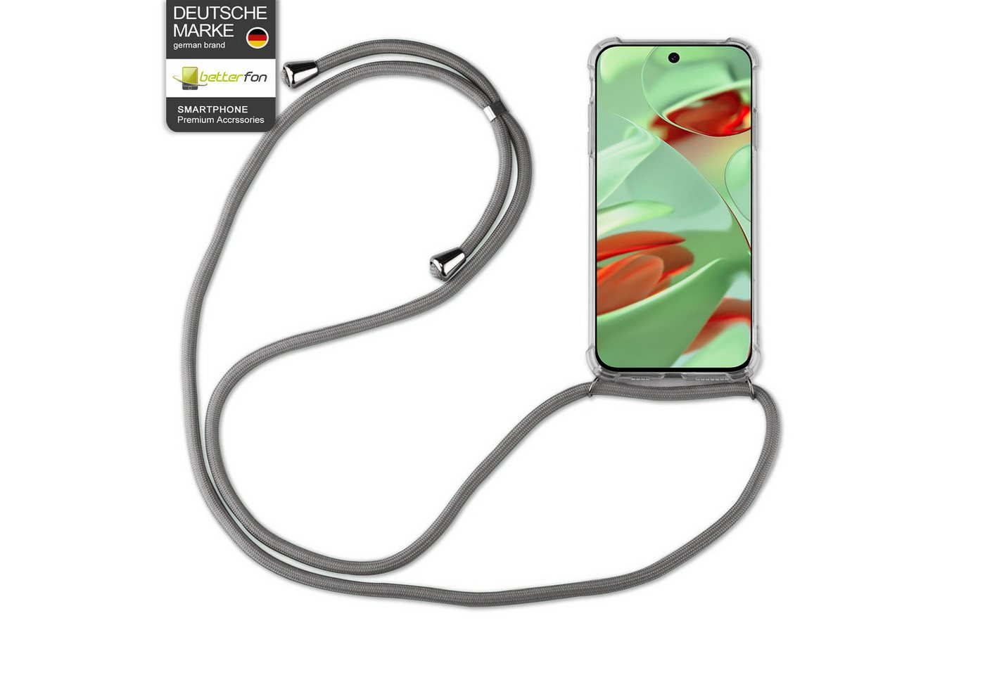 betterfon Handykette für Google Pixel 9 Serie Handyhülle mit Band & Kordel Bumper Grau, Premium-Panzerung – stoßfest, kratzresistent & passgenau betterfon Handykette für Google Pixel 9 Serie Handyhülle mit Band & Kordel Bumper Grau, Premium-Panzerung – stoßfest, kratzresistent & passgenau von betterfon